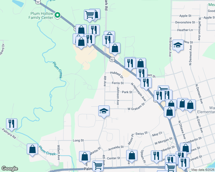 map of restaurants, bars, coffee shops, grocery stores, and more near 419 Ferris Street in Dixon