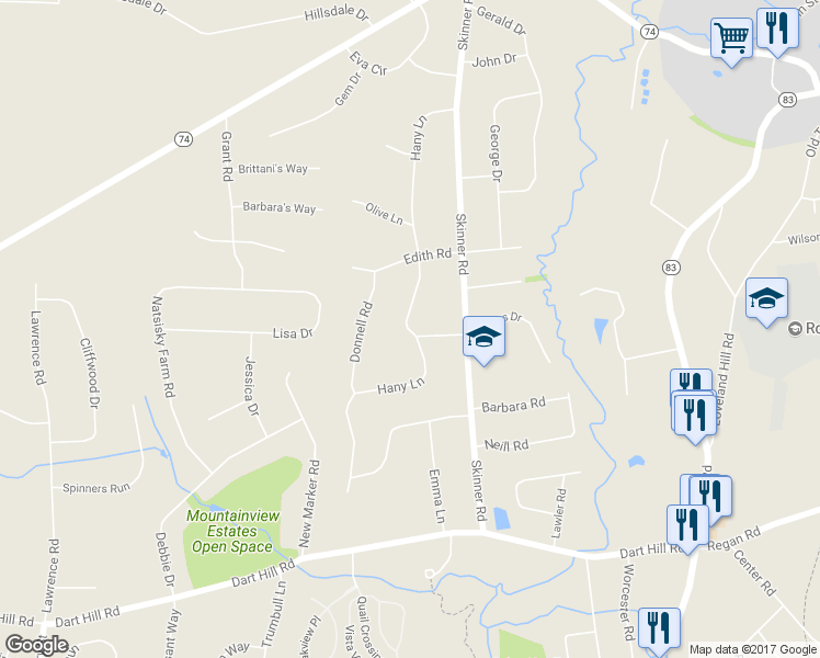 map of restaurants, bars, coffee shops, grocery stores, and more near 138 Hany Lane in Vernon