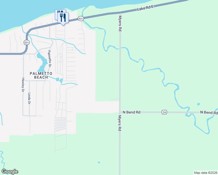 map of restaurants, bars, coffee shops, grocery stores, and more near 4861 North Myers Road in Geneva