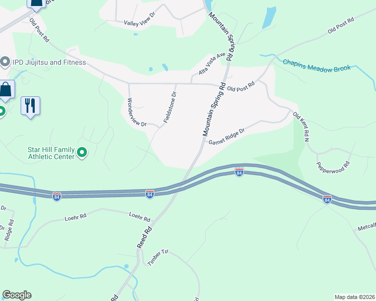 map of restaurants, bars, coffee shops, grocery stores, and more near 246 Mountain Spring Road in Tolland