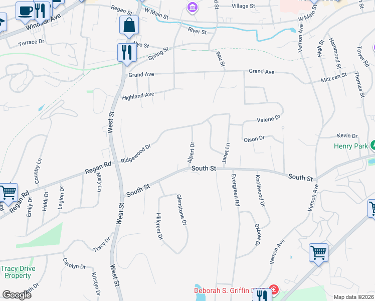 map of restaurants, bars, coffee shops, grocery stores, and more near 11 Alpert Drive in Vernon