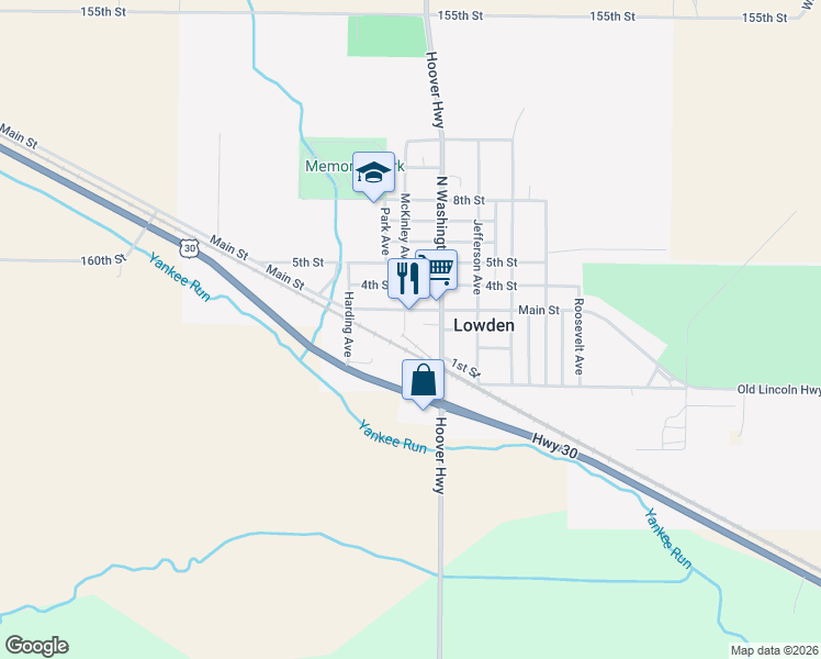 map of restaurants, bars, coffee shops, grocery stores, and more near in Lowden
