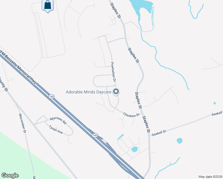 map of restaurants, bars, coffee shops, grocery stores, and more near 161 Meeshawn Avenue in Taunton