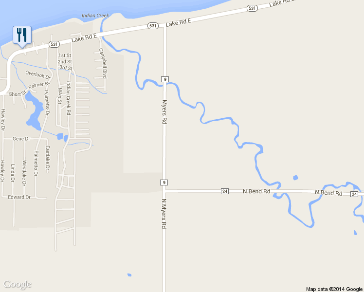 map of restaurants, bars, coffee shops, grocery stores, and more near 4840 N Myers Rd in Geneva