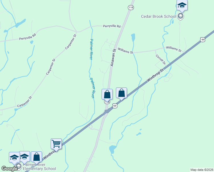 map of restaurants, bars, coffee shops, grocery stores, and more near 370 Anawan Street in Rehoboth