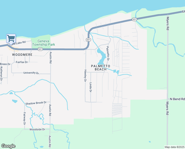 map of restaurants, bars, coffee shops, grocery stores, and more near 4842 Linda Drive in Geneva