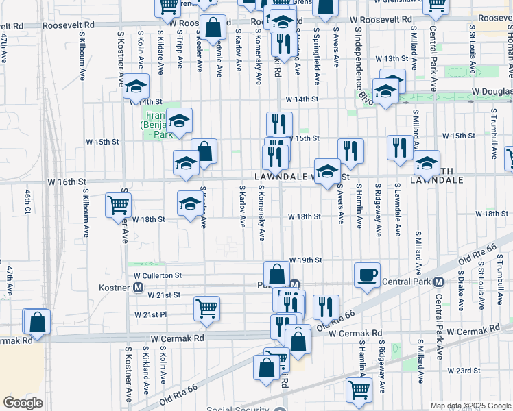 map of restaurants, bars, coffee shops, grocery stores, and more near in Chicago
