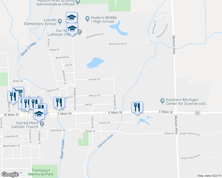 map of restaurants, bars, coffee shops, grocery stores, and more near 310 McClellan Street in Hudson