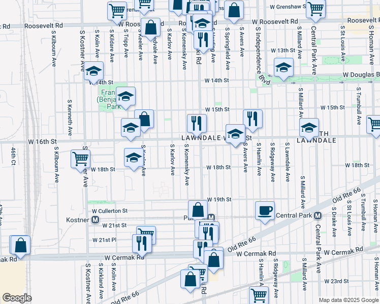 map of restaurants, bars, coffee shops, grocery stores, and more near in Chicago