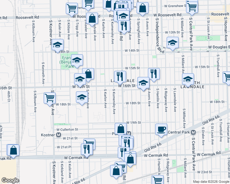 map of restaurants, bars, coffee shops, grocery stores, and more near in Chicago