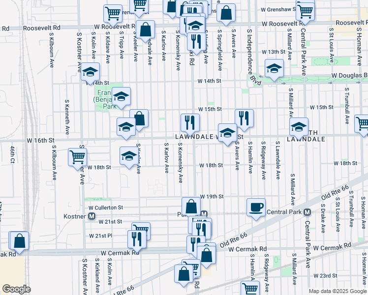 map of restaurants, bars, coffee shops, grocery stores, and more near in Chicago