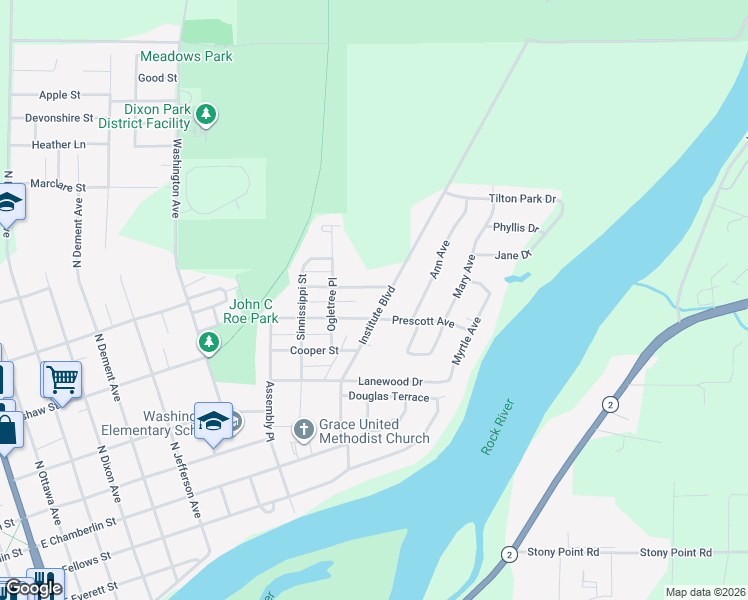 map of restaurants, bars, coffee shops, grocery stores, and more near 1210 Prescott Avenue in Dixon