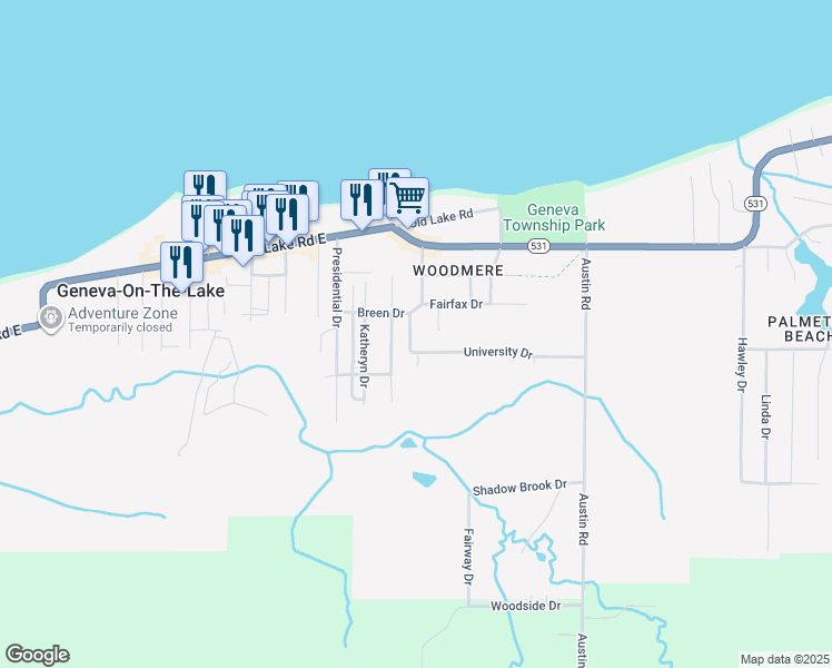 map of restaurants, bars, coffee shops, grocery stores, and more near 5204 Fairfax Drive in Geneva