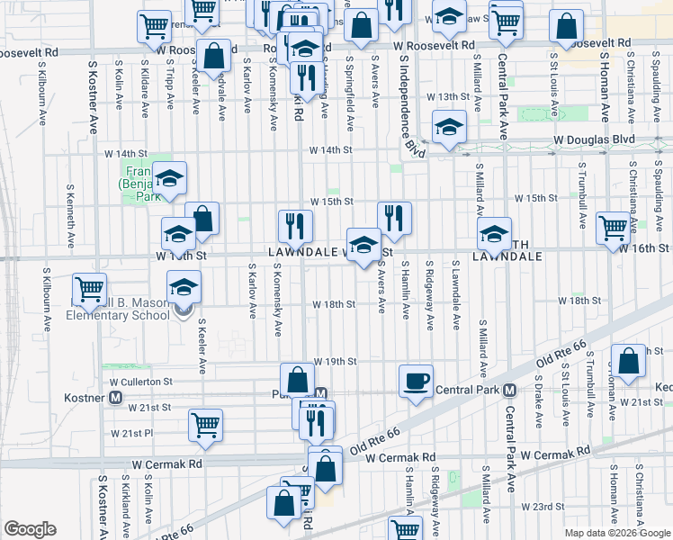 map of restaurants, bars, coffee shops, grocery stores, and more near in Chicago