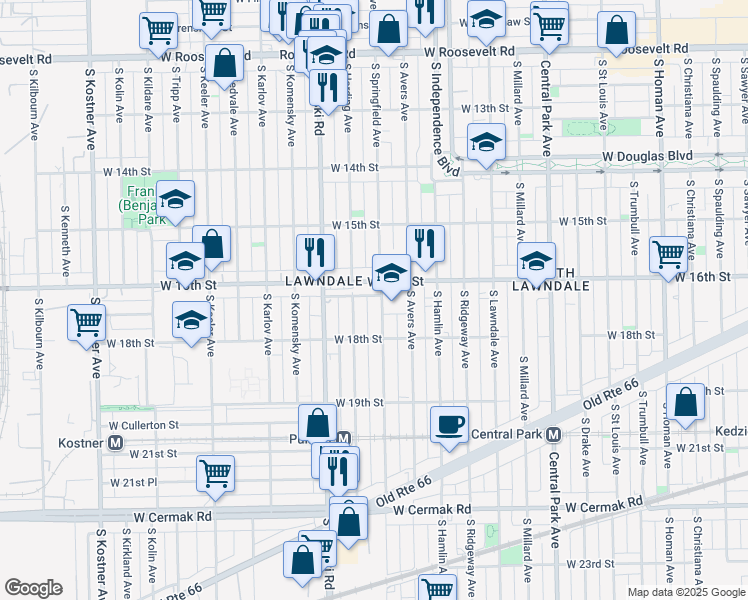 map of restaurants, bars, coffee shops, grocery stores, and more near in Chicago