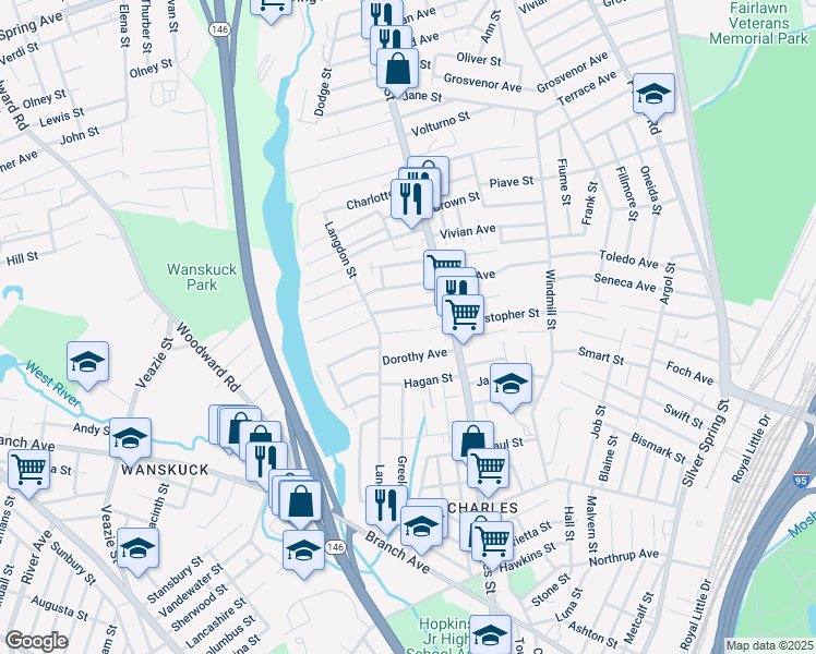 map of restaurants, bars, coffee shops, grocery stores, and more near 20 Raphael Avenue in Providence