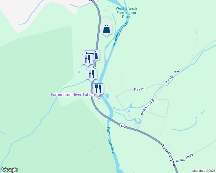 map of restaurants, bars, coffee shops, grocery stores, and more near 67 Farmington River Turnpike in New Hartford