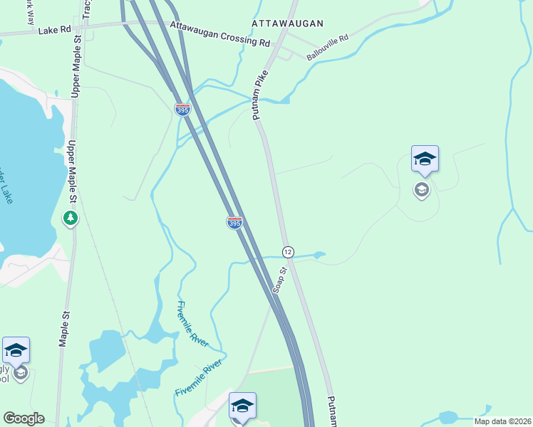 map of restaurants, bars, coffee shops, grocery stores, and more near 263 Putnam Pike in Killingly