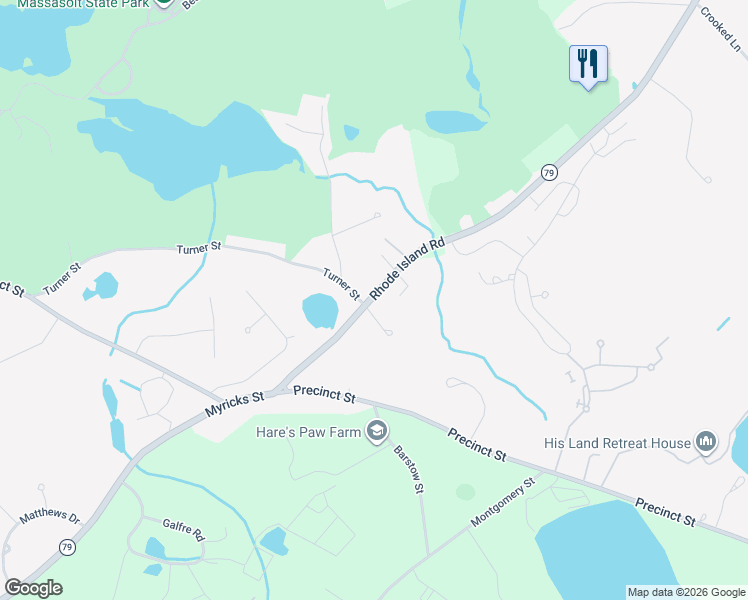 map of restaurants, bars, coffee shops, grocery stores, and more near 208 Massachusetts 79 in Lakeville