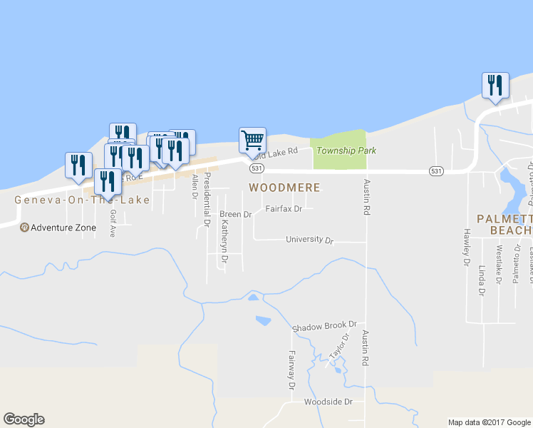 map of restaurants, bars, coffee shops, grocery stores, and more near 5204 Fairfax Drive in Geneva