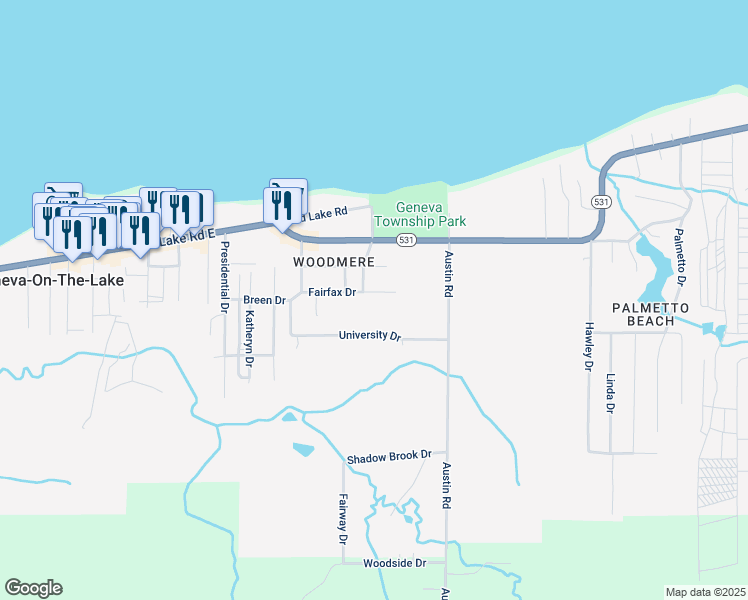 map of restaurants, bars, coffee shops, grocery stores, and more near 5128 Fairfax Drive in Geneva