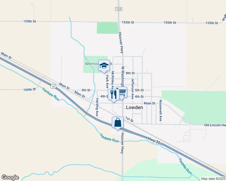 map of restaurants, bars, coffee shops, grocery stores, and more near 5th St in Lowden