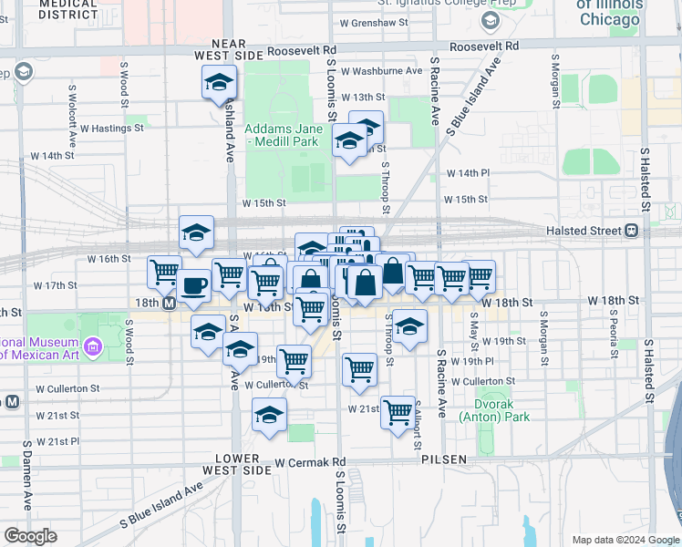 map of restaurants, bars, coffee shops, grocery stores, and more near in Chicago
