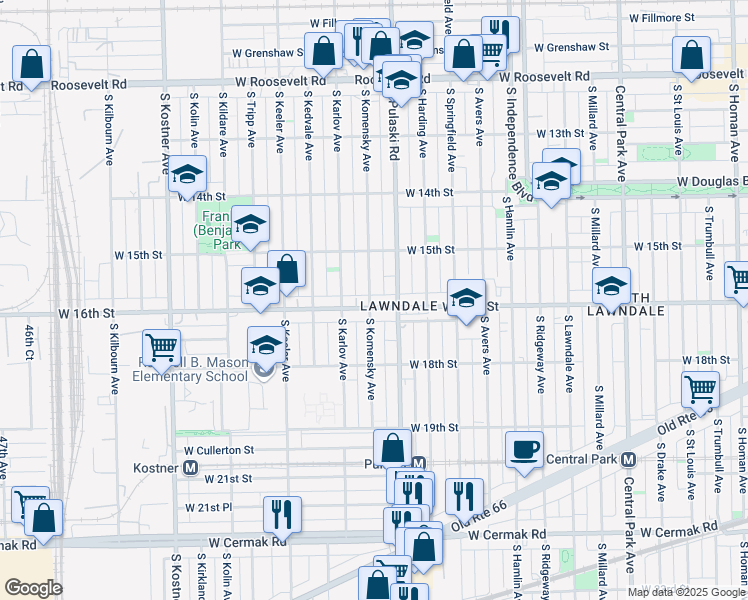 map of restaurants, bars, coffee shops, grocery stores, and more near 4024 West 16th Street in Chicago