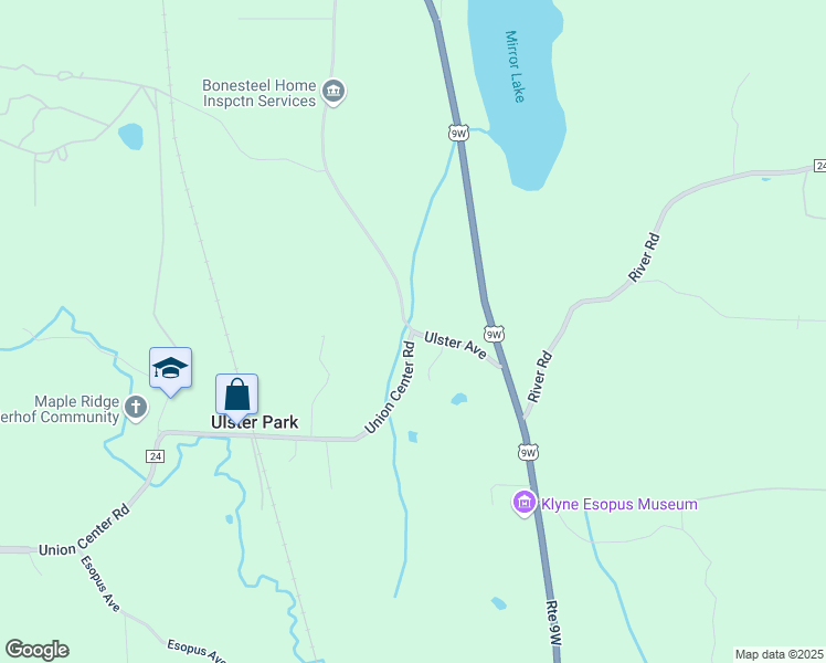 map of restaurants, bars, coffee shops, grocery stores, and more near Union Center Road & Ulster Avenue in Ulster Park