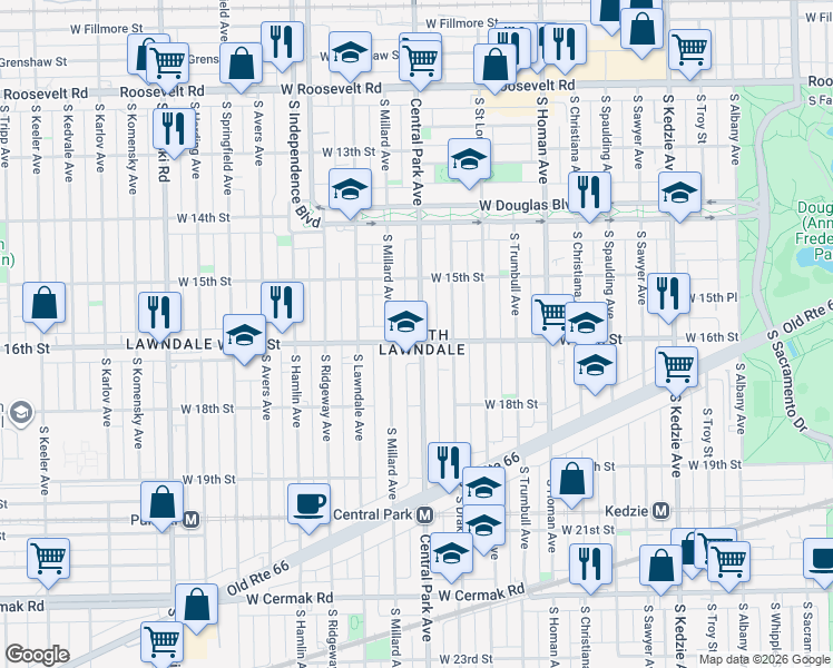 map of restaurants, bars, coffee shops, grocery stores, and more near in Chicago