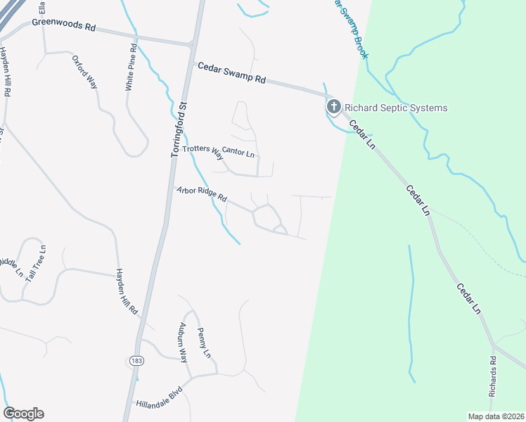map of restaurants, bars, coffee shops, grocery stores, and more near 222 White Oak Way in Torrington