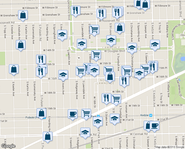 map of restaurants, bars, coffee shops, grocery stores, and more near in Chicago