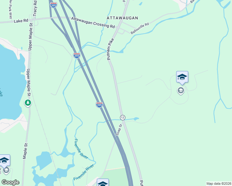 map of restaurants, bars, coffee shops, grocery stores, and more near 263 Putnam Pike in Killingly