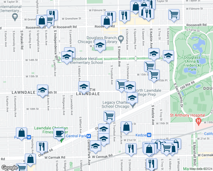 map of restaurants, bars, coffee shops, grocery stores, and more near in Chicago