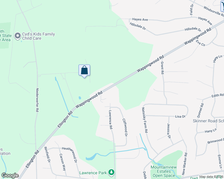map of restaurants, bars, coffee shops, grocery stores, and more near 78 Wappingwood Road in Ellington