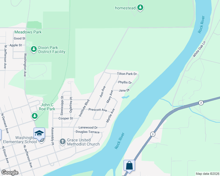 map of restaurants, bars, coffee shops, grocery stores, and more near 1409 Ann Avenue in Dixon