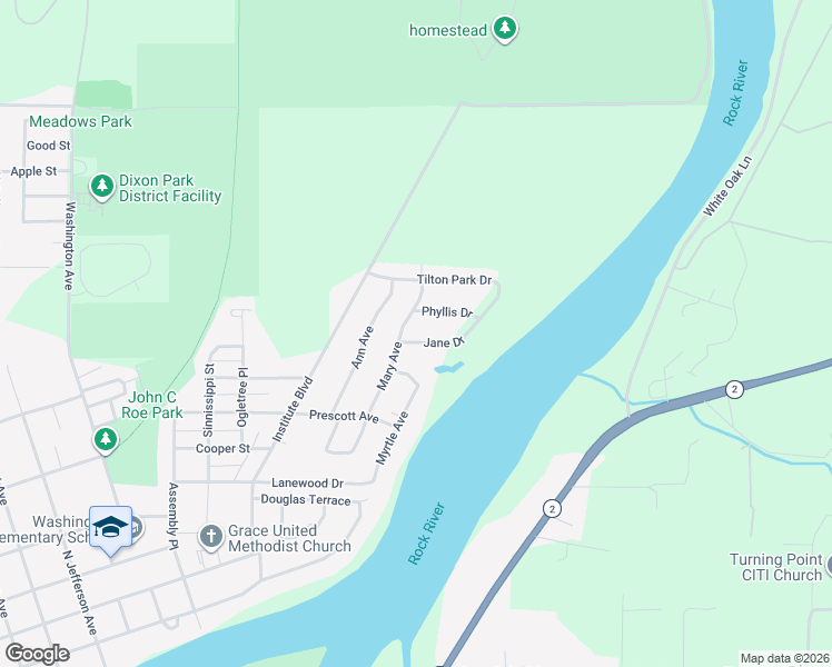 map of restaurants, bars, coffee shops, grocery stores, and more near 1102 Mary Avenue in Dixon