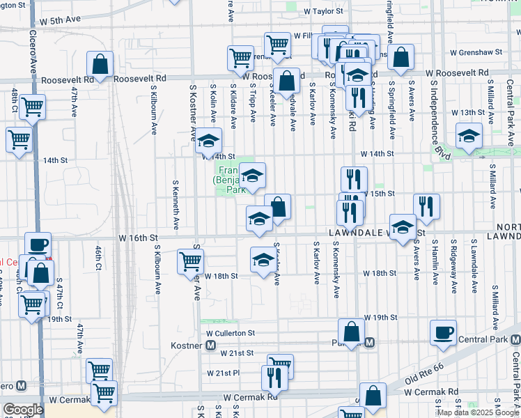 map of restaurants, bars, coffee shops, grocery stores, and more near in Chicago