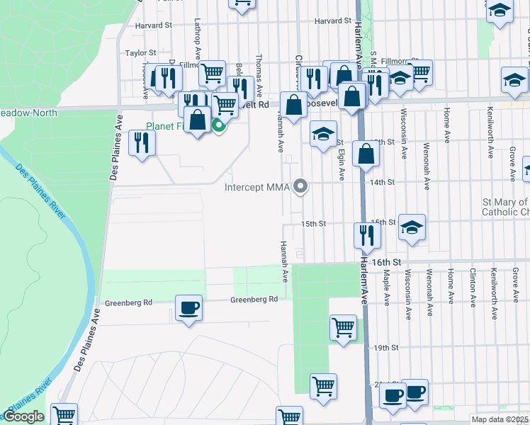map of restaurants, bars, coffee shops, grocery stores, and more near in Chicago