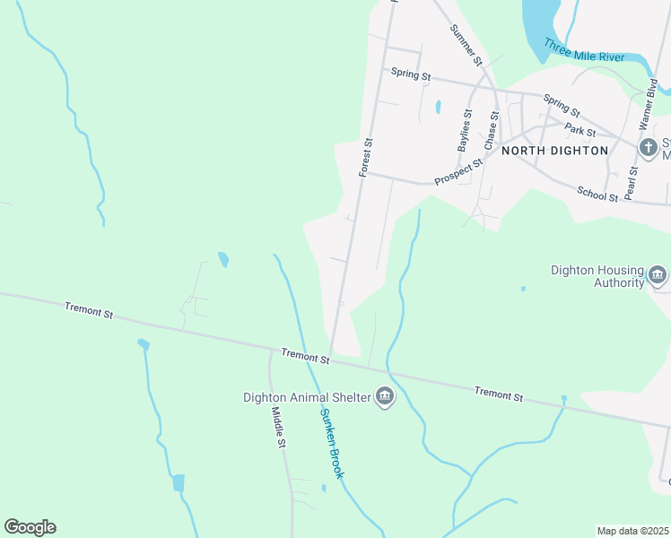 map of restaurants, bars, coffee shops, grocery stores, and more near 404 Forest Street in Dighton