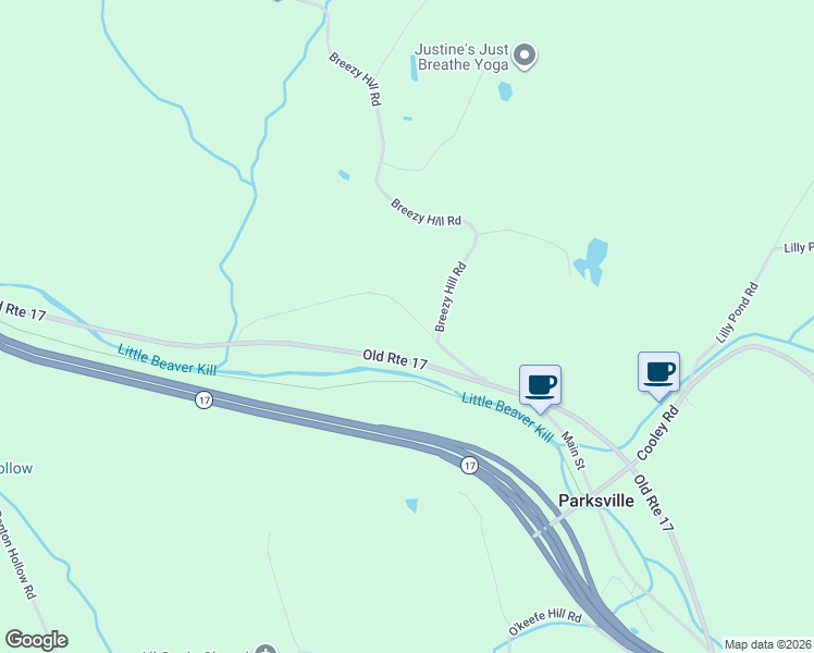 map of restaurants, bars, coffee shops, grocery stores, and more near 43 Taylor Road in Parksville