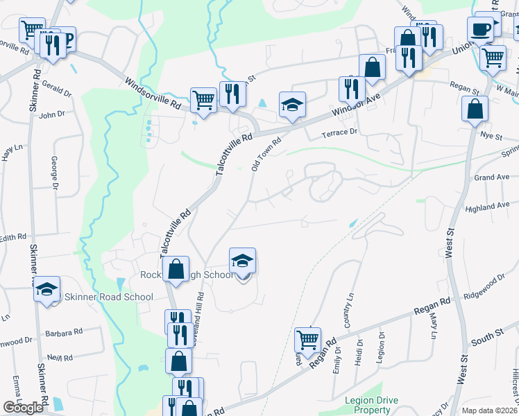 map of restaurants, bars, coffee shops, grocery stores, and more near 35 Wilson Lane in Vernon