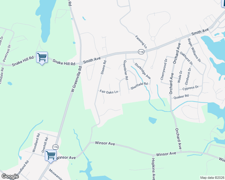 map of restaurants, bars, coffee shops, grocery stores, and more near 8 Fair Oaks Lane in Smithfield