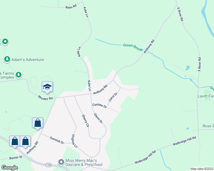map of restaurants, bars, coffee shops, grocery stores, and more near 215 Anthony Road in Tolland