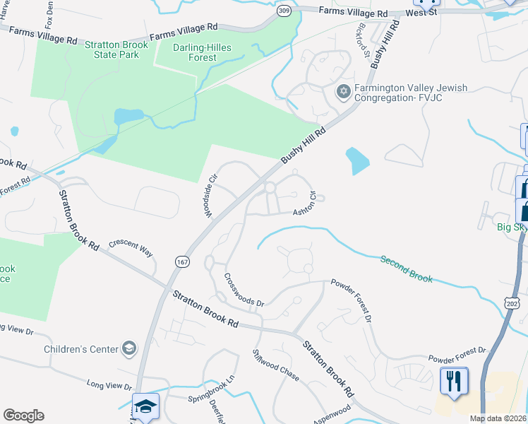 map of restaurants, bars, coffee shops, grocery stores, and more near 8 Meeting House South in Simsbury