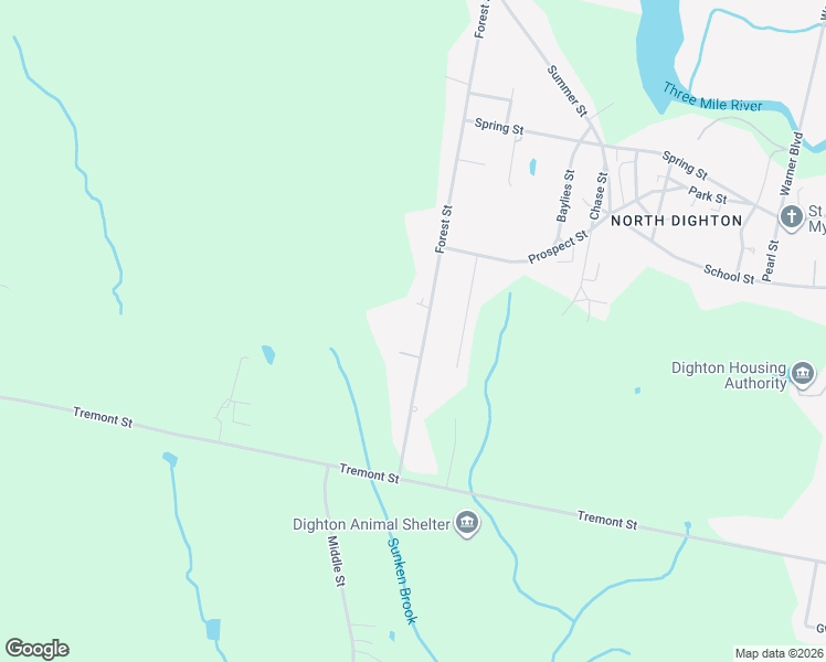 map of restaurants, bars, coffee shops, grocery stores, and more near 404 Forest Street in Dighton