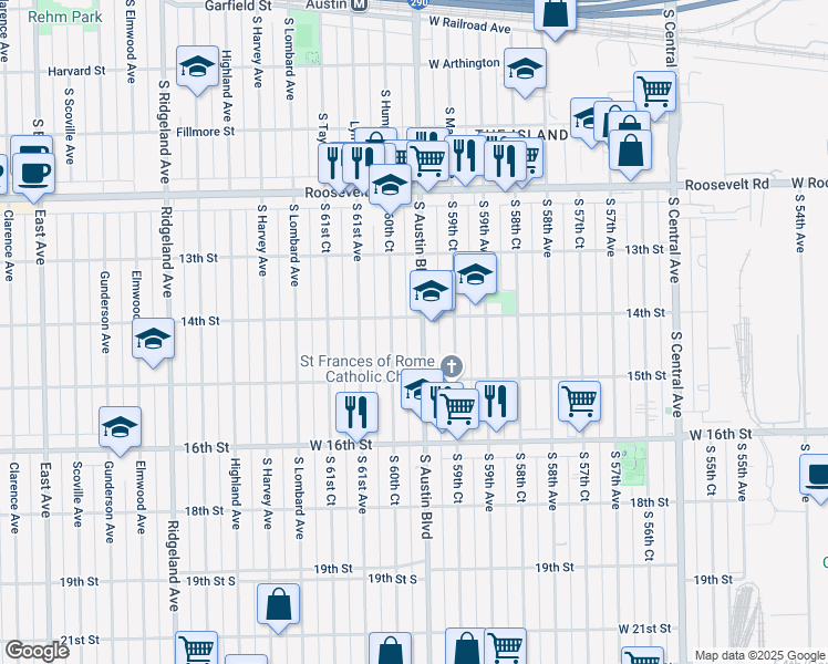 map of restaurants, bars, coffee shops, grocery stores, and more near in Cicero