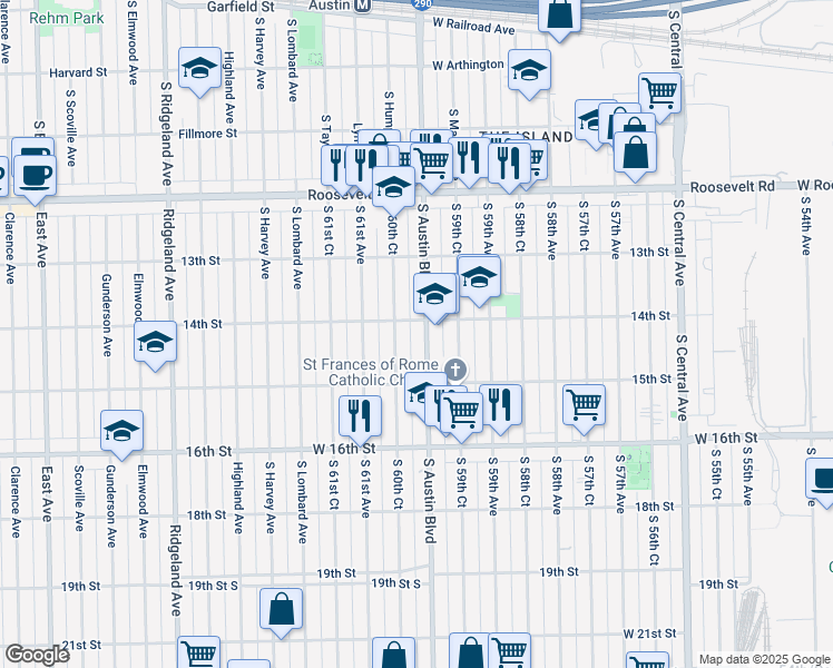 map of restaurants, bars, coffee shops, grocery stores, and more near in Cicero