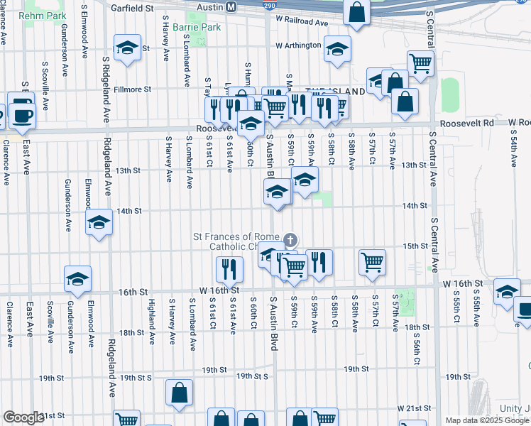 map of restaurants, bars, coffee shops, grocery stores, and more near in Cicero