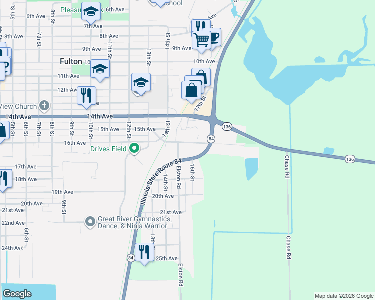 map of restaurants, bars, coffee shops, grocery stores, and more near 1500-1798 16th Avenue in Fulton